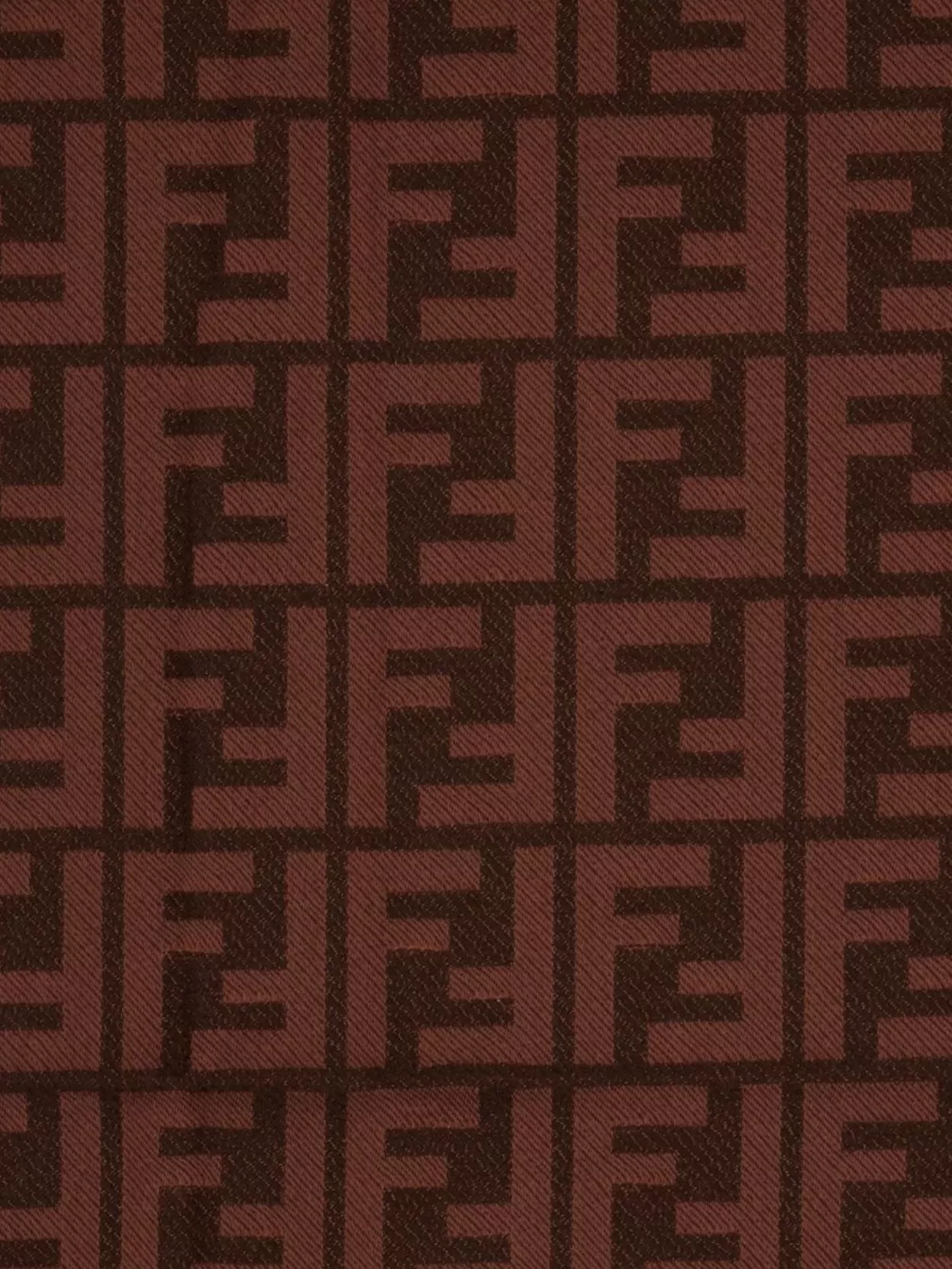Fendi Embroidered Wool Blend Fringed Scarf