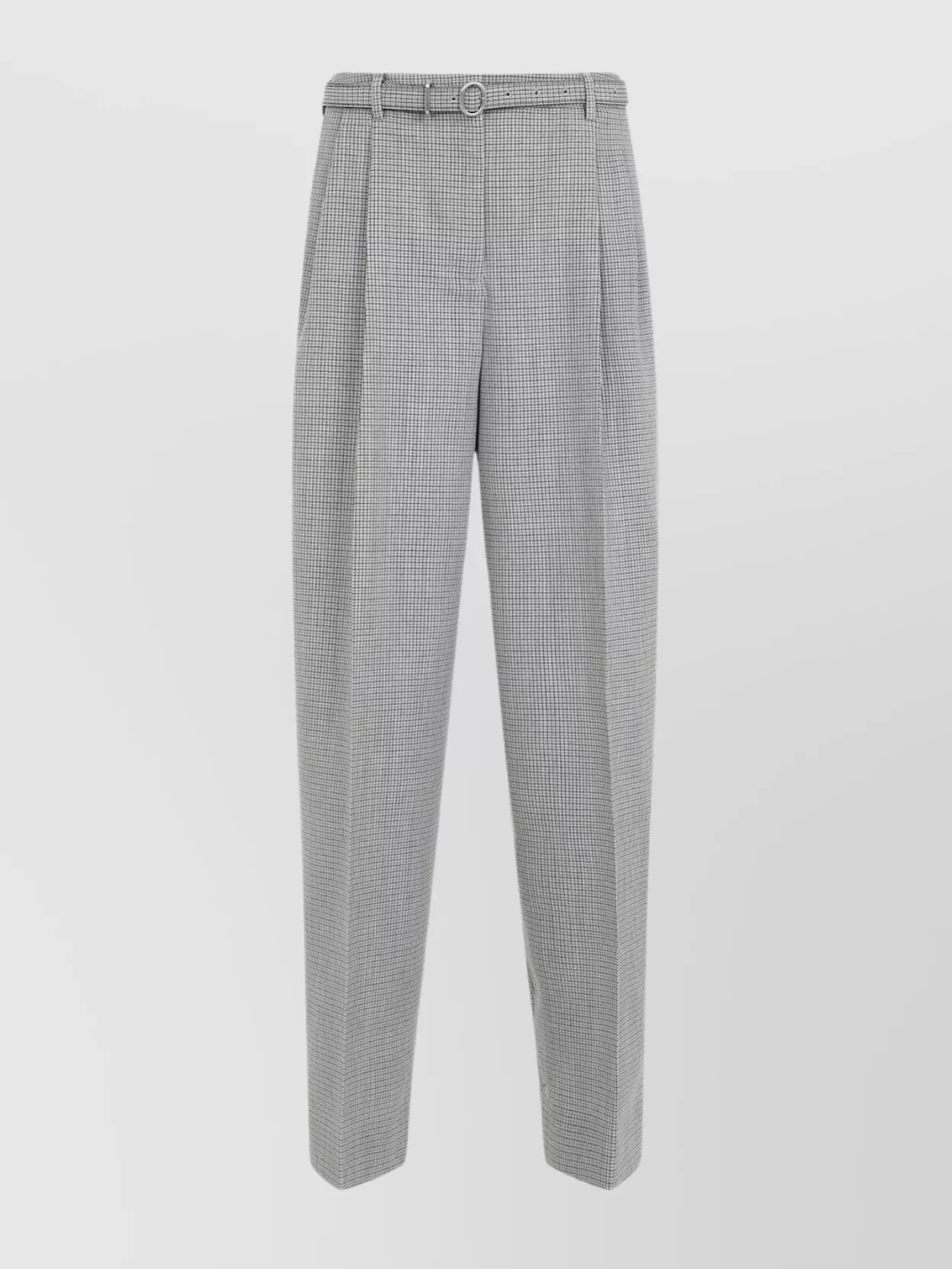 Shop Jil Sander Checked Wool Trousers Pleats In Grey