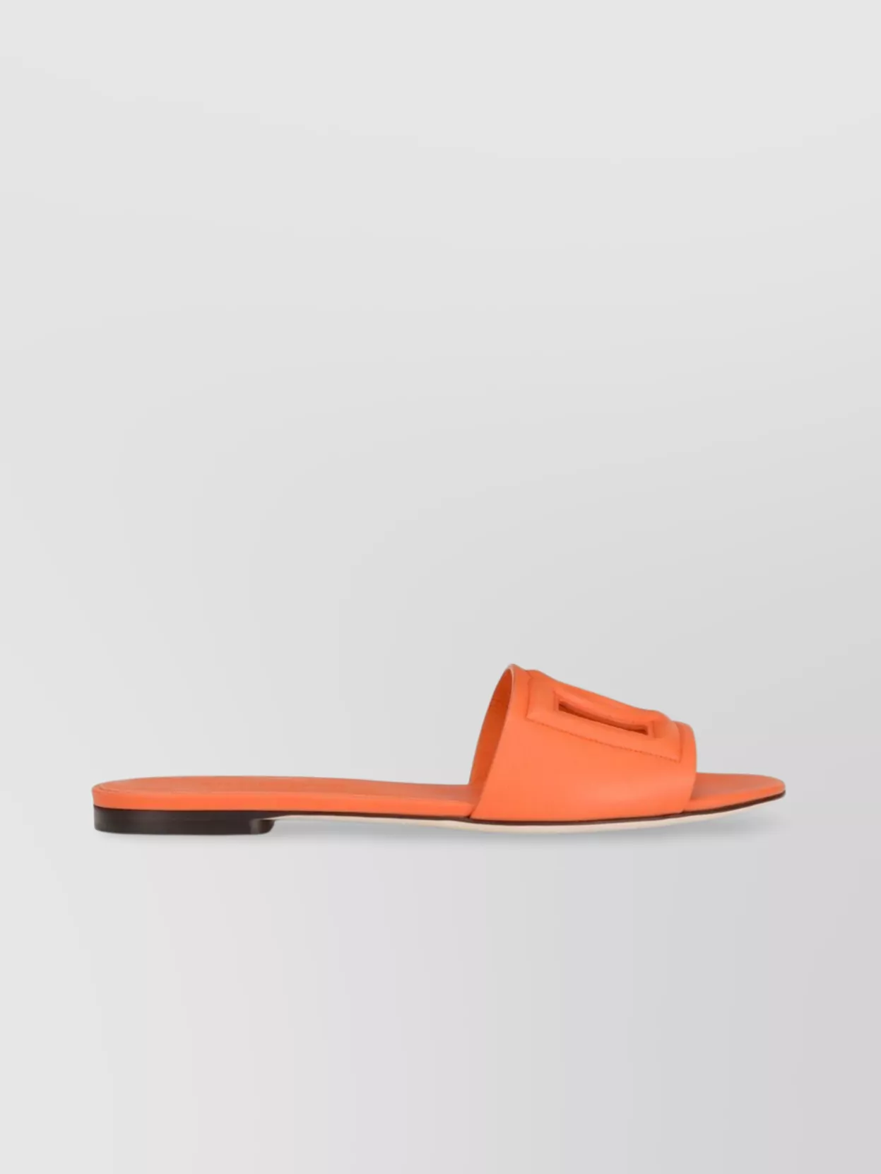Dolce & Gabbana Logo Leather Flat Sandals With Almond Toe