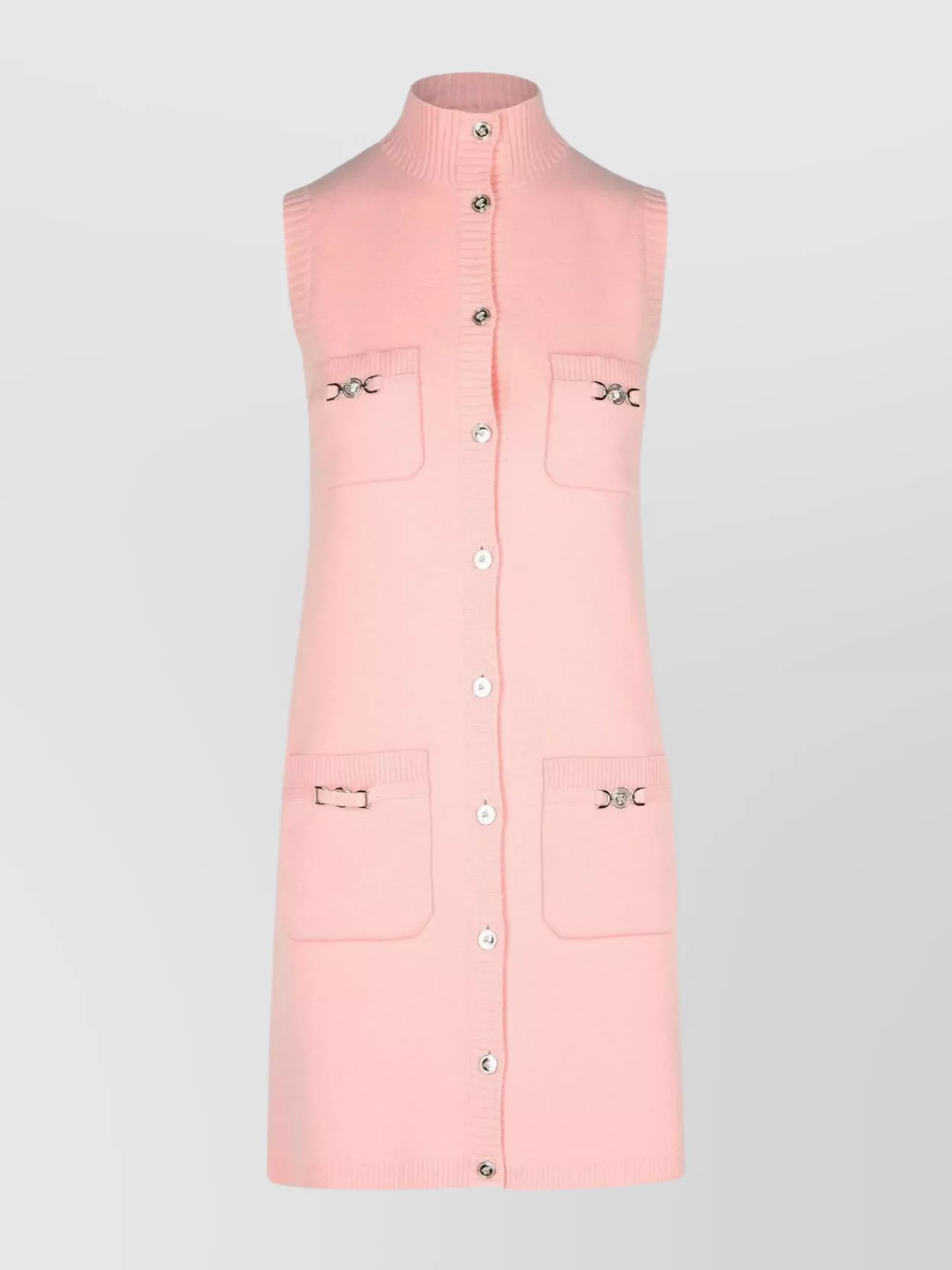 Versace Wool Blend Dress Decorative Buckles