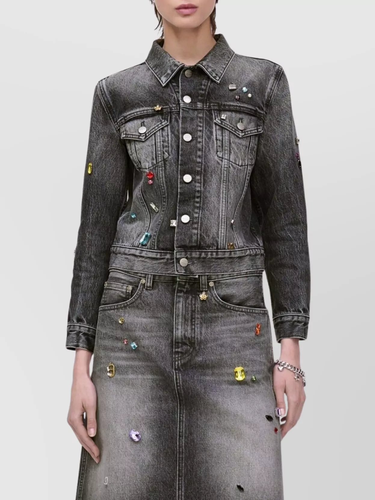 Marc Jacobs Fray Charm Shrunken Trucker Denim Jacket