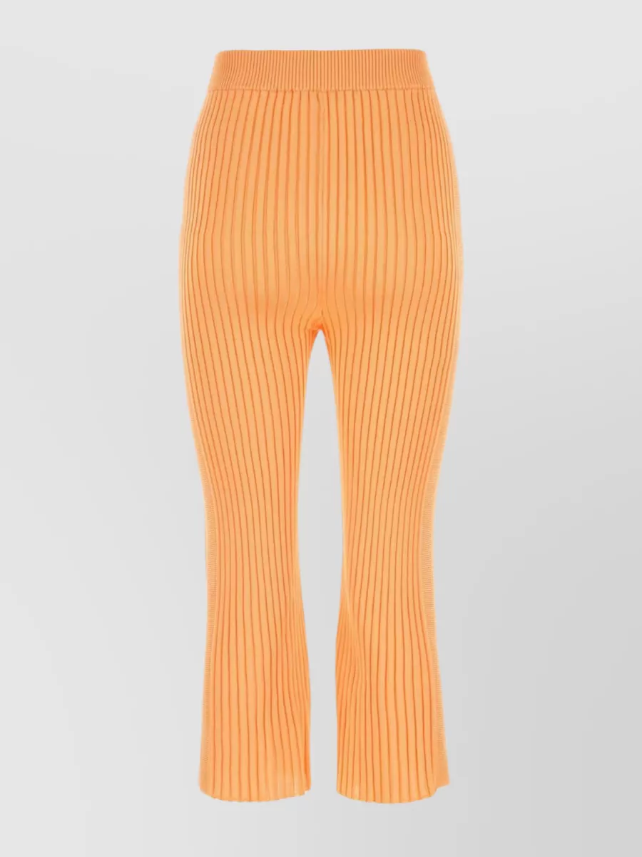 Jil Sander Ribbed-panel Cropped Trousers In Orange