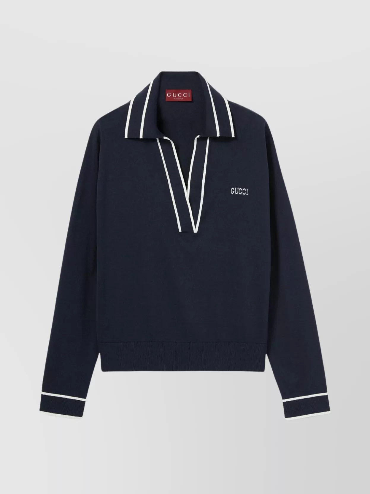 Shop Gucci Polo Top Intarsia Contrast Trim