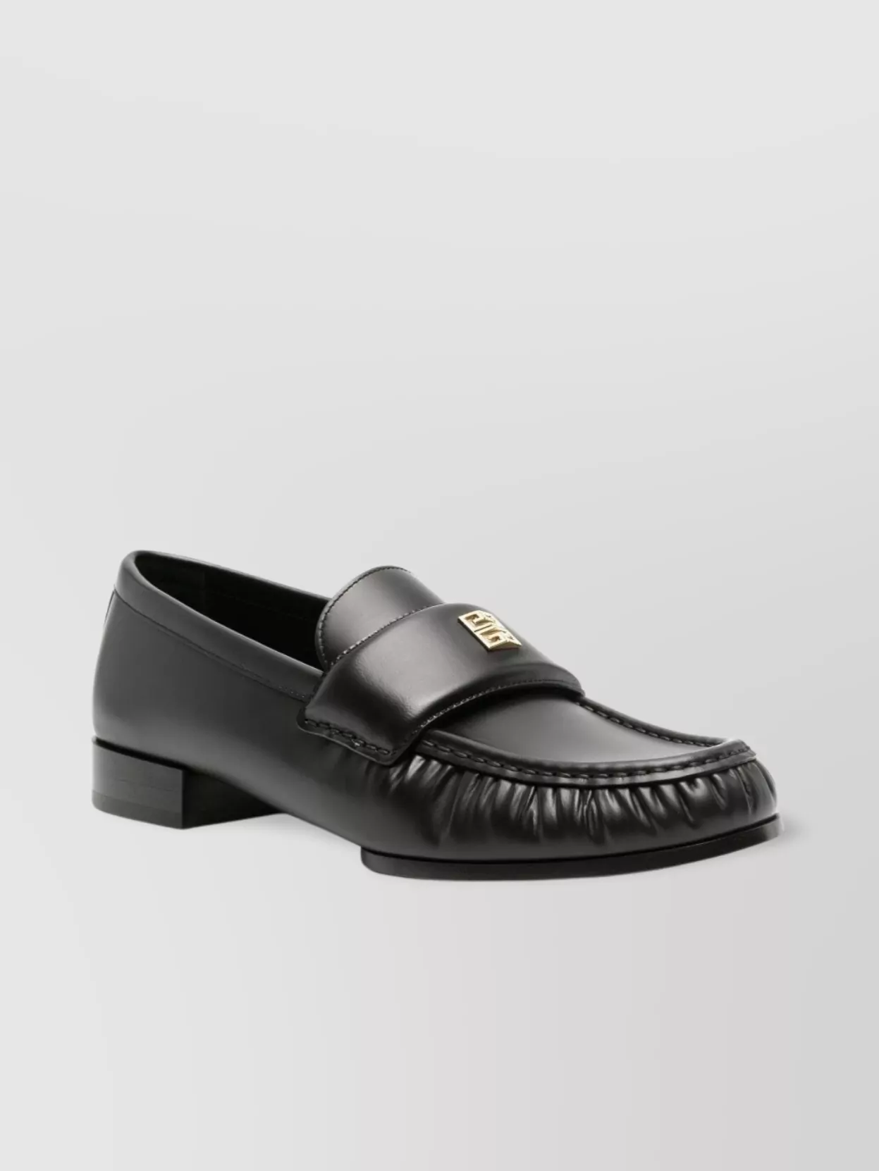 Shop Givenchy Classic Lambskin Loafers With Ruched Detailing In Black