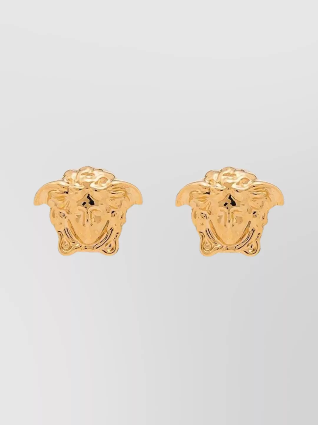 Shop Versace Textured Gold-tone Stud Earrings In Beige