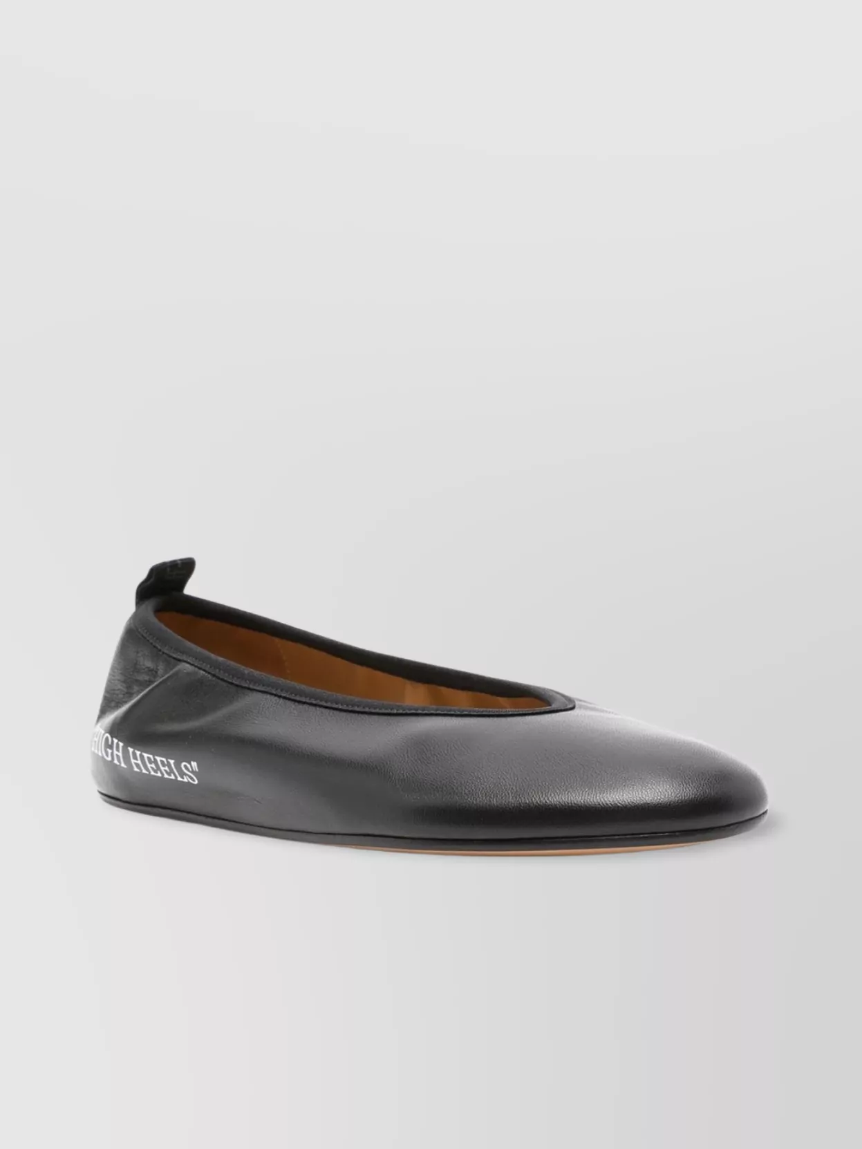 Shop Off-white Round Toe Leather Ballerina Shoes