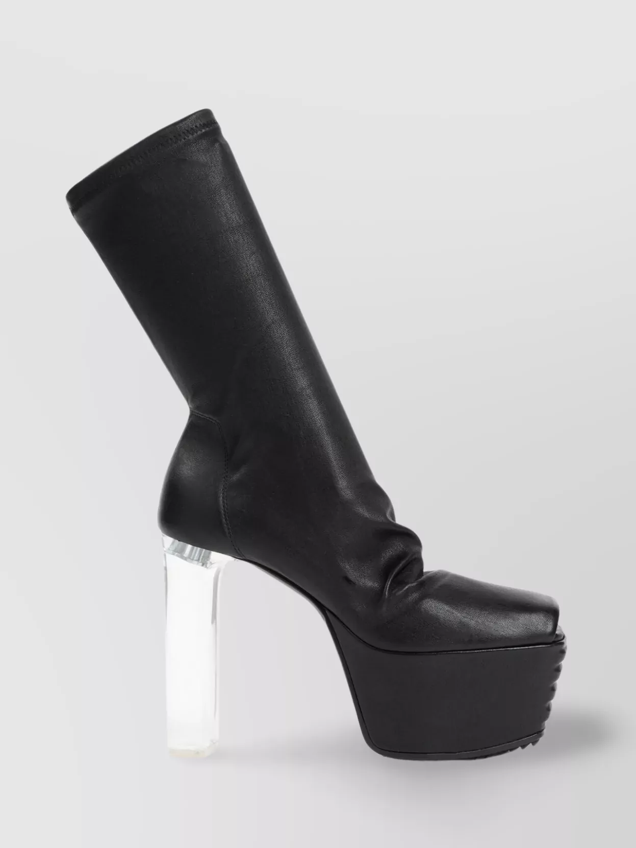 Rick Owens Minimal Gril Stretch High Heels Ankle Boots In Black Leather