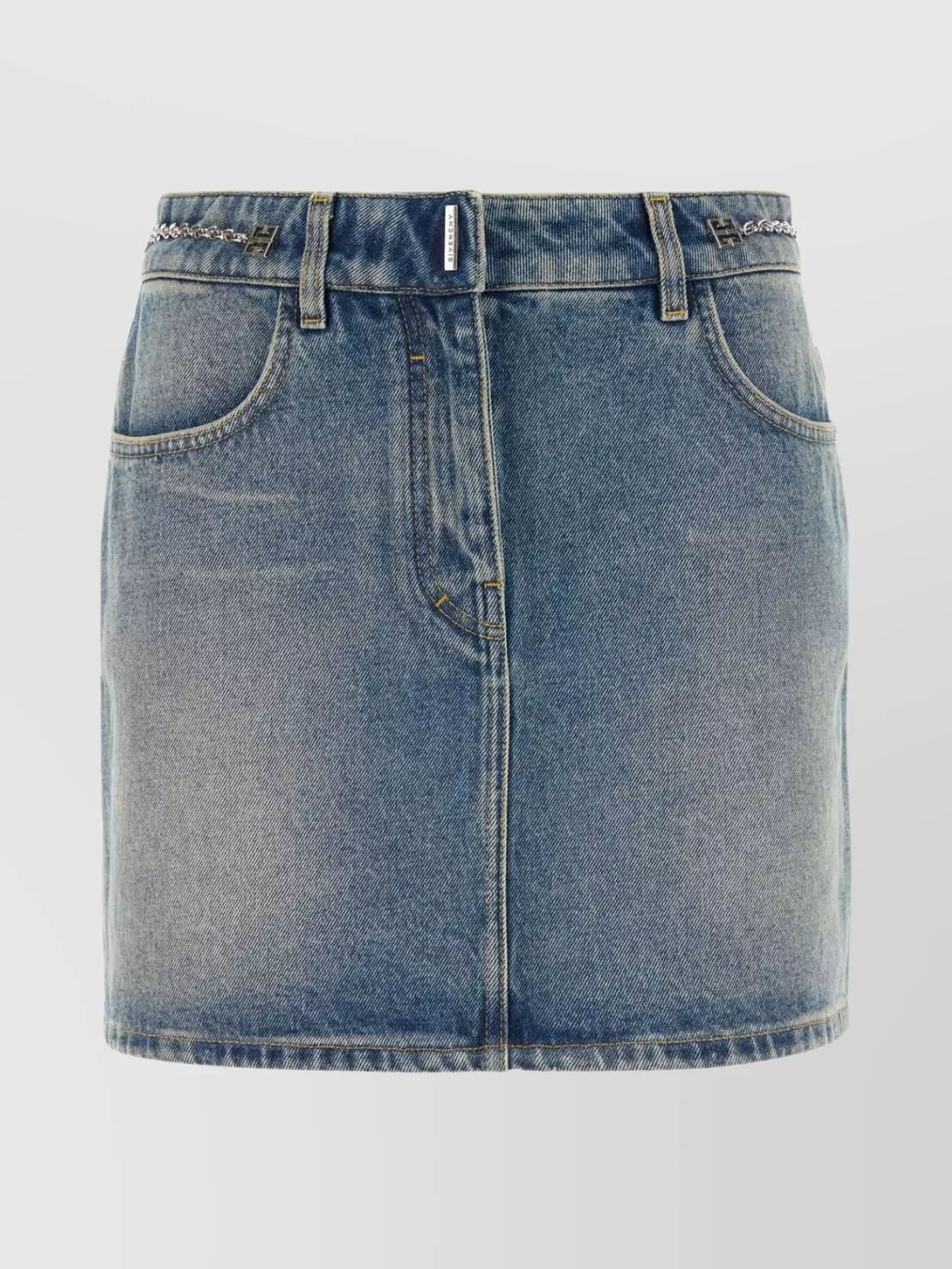 Givenchy Blue Chain Link Denim Miniskirt