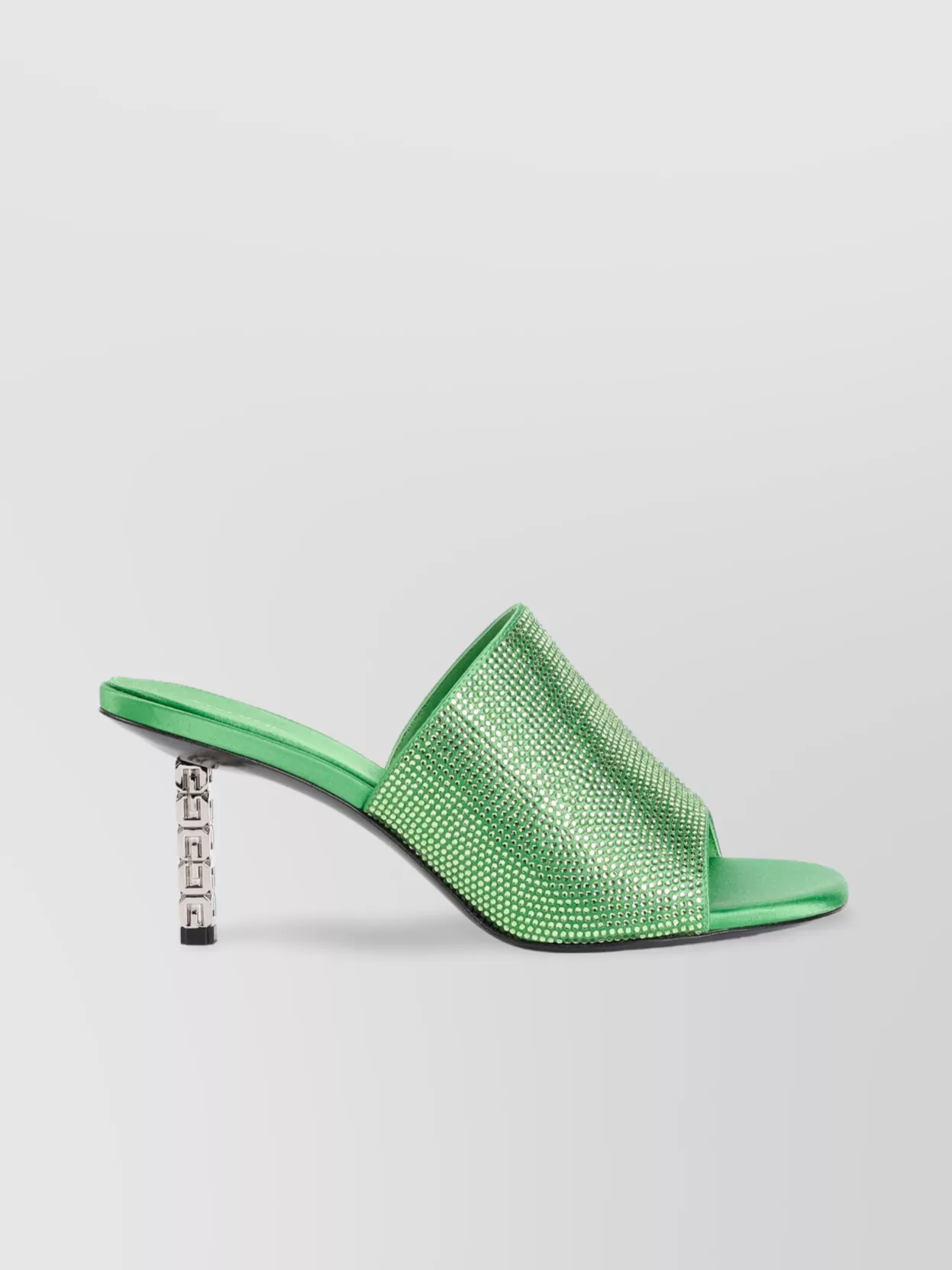 Shop Givenchy G Cube Strass Embellished Satin Mules