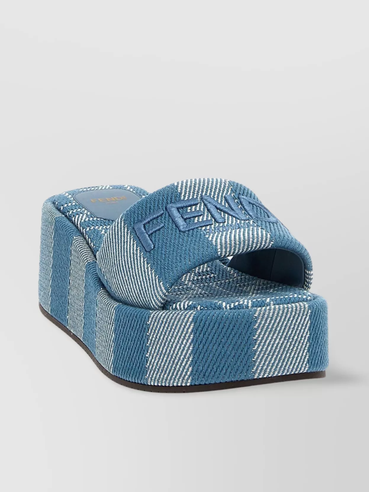 Shop Fendi Sunny Slides With Platform Sole And Striped Pattern