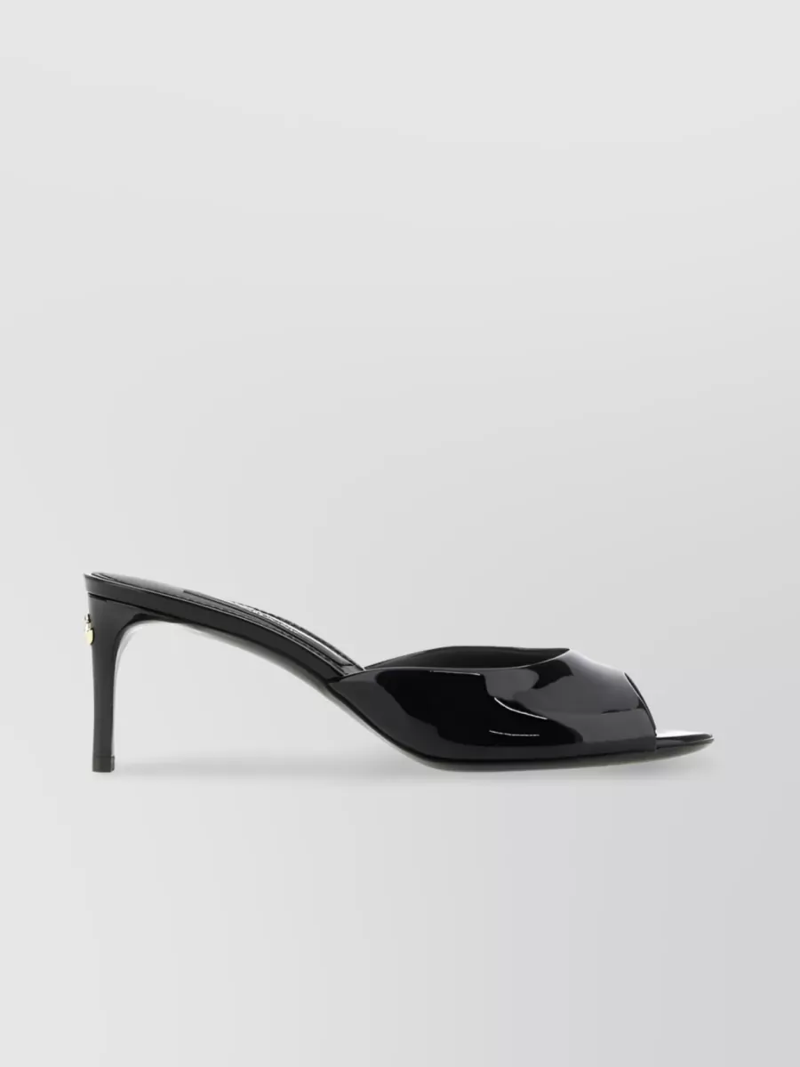 Dolce & Gabbana Founder's Monogram Leather Mules In Black