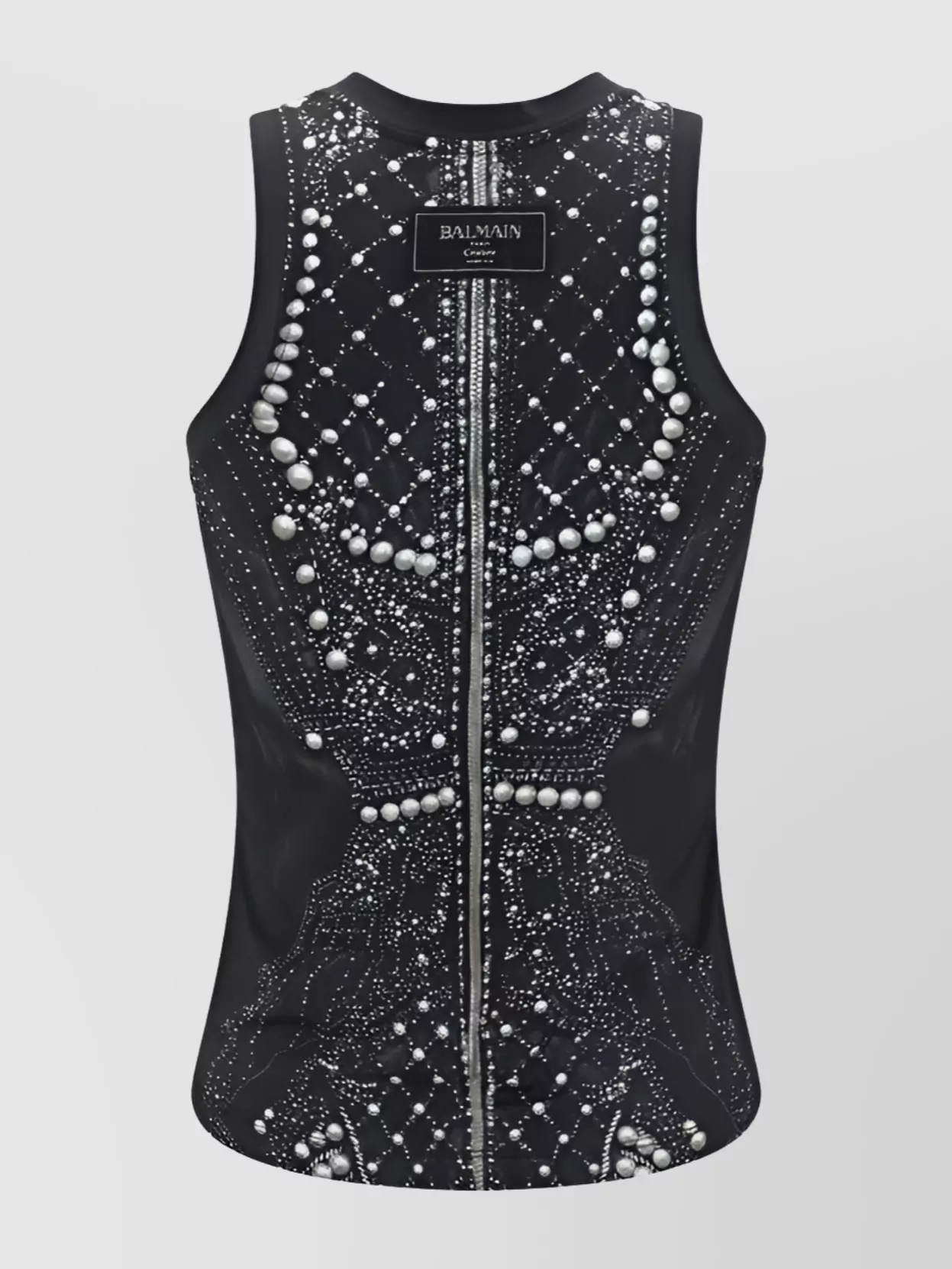 Balmain Soft Tank Top With Faux Embroidery Print