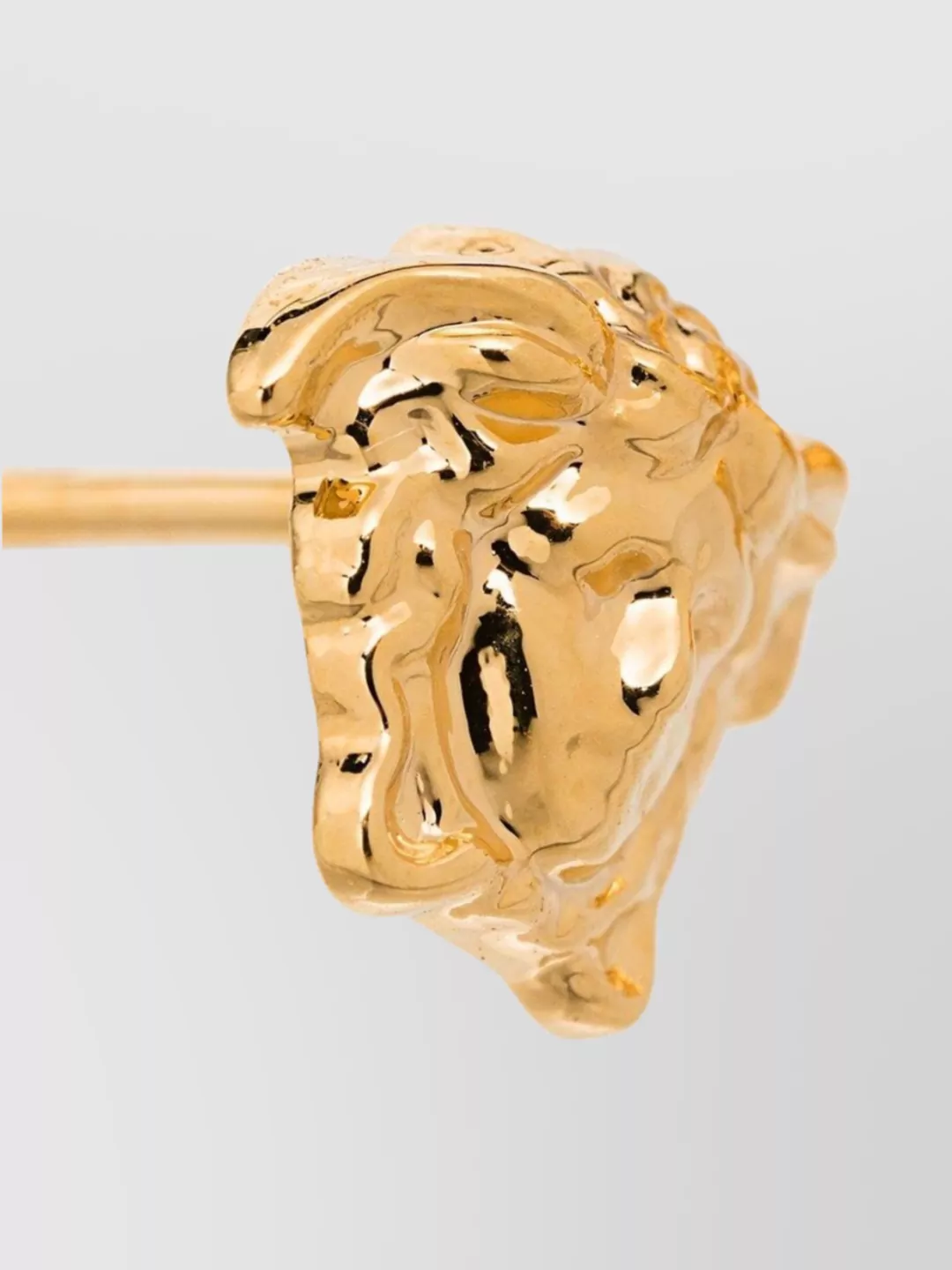 Shop Versace Textured Gold-tone Stud Earrings In Beige