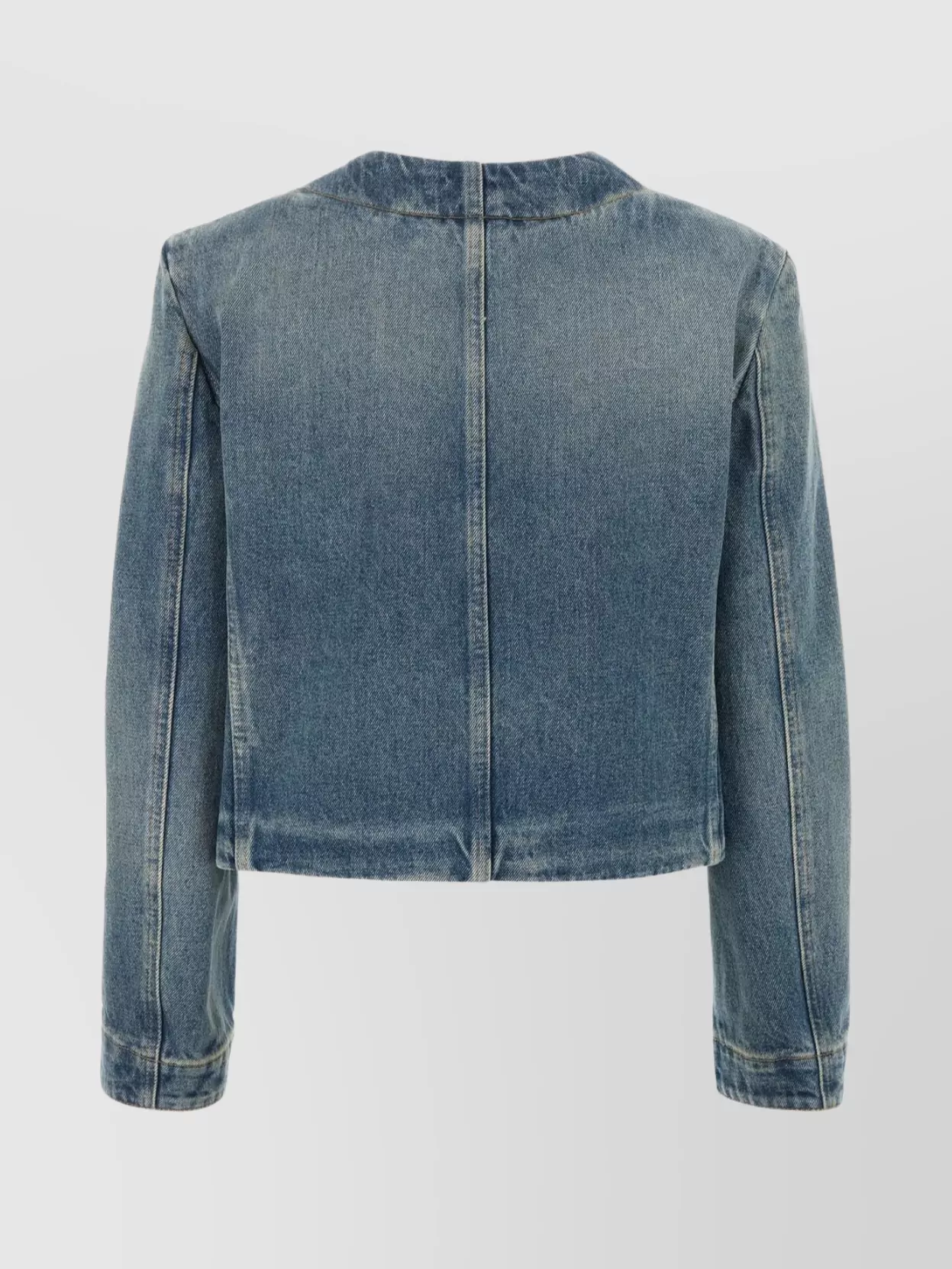 Shop Givenchy Crew-neck Denim Top With Front Chain Detail In Blue