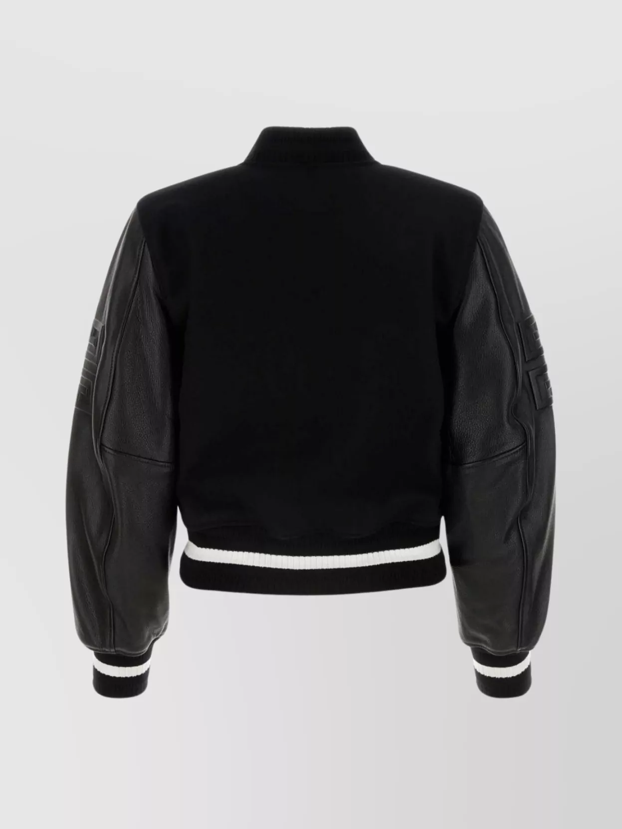 Shop Givenchy Wool Blend Bomber With Ribbed Collar And Hem In Black
