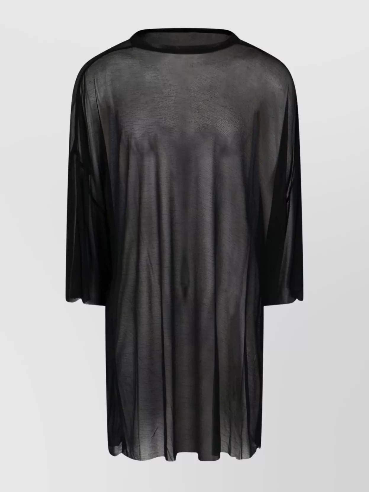 Shop Rick Owens Sheer Fabric Round Neck 3/4 Sleeves