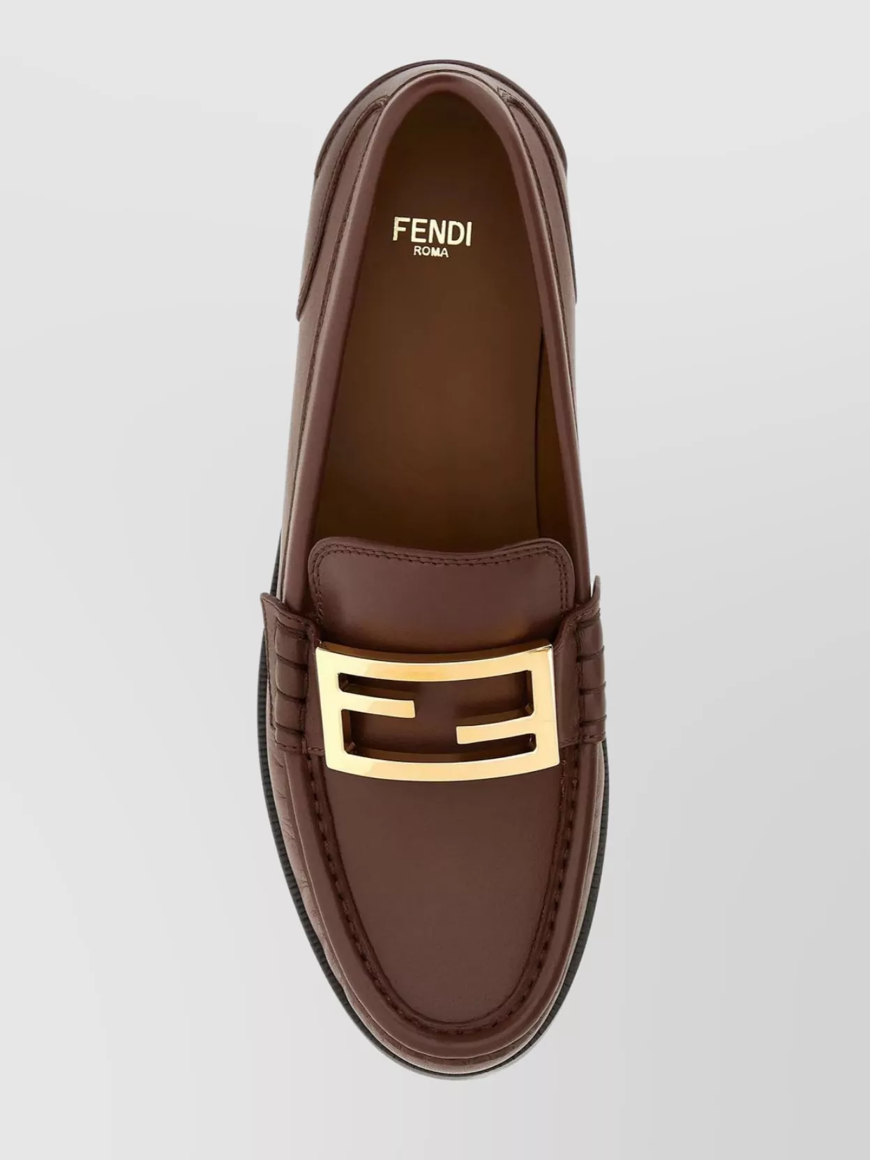 Shop Fendi Leather Baguette Loafers With Metal Buckle Detail
