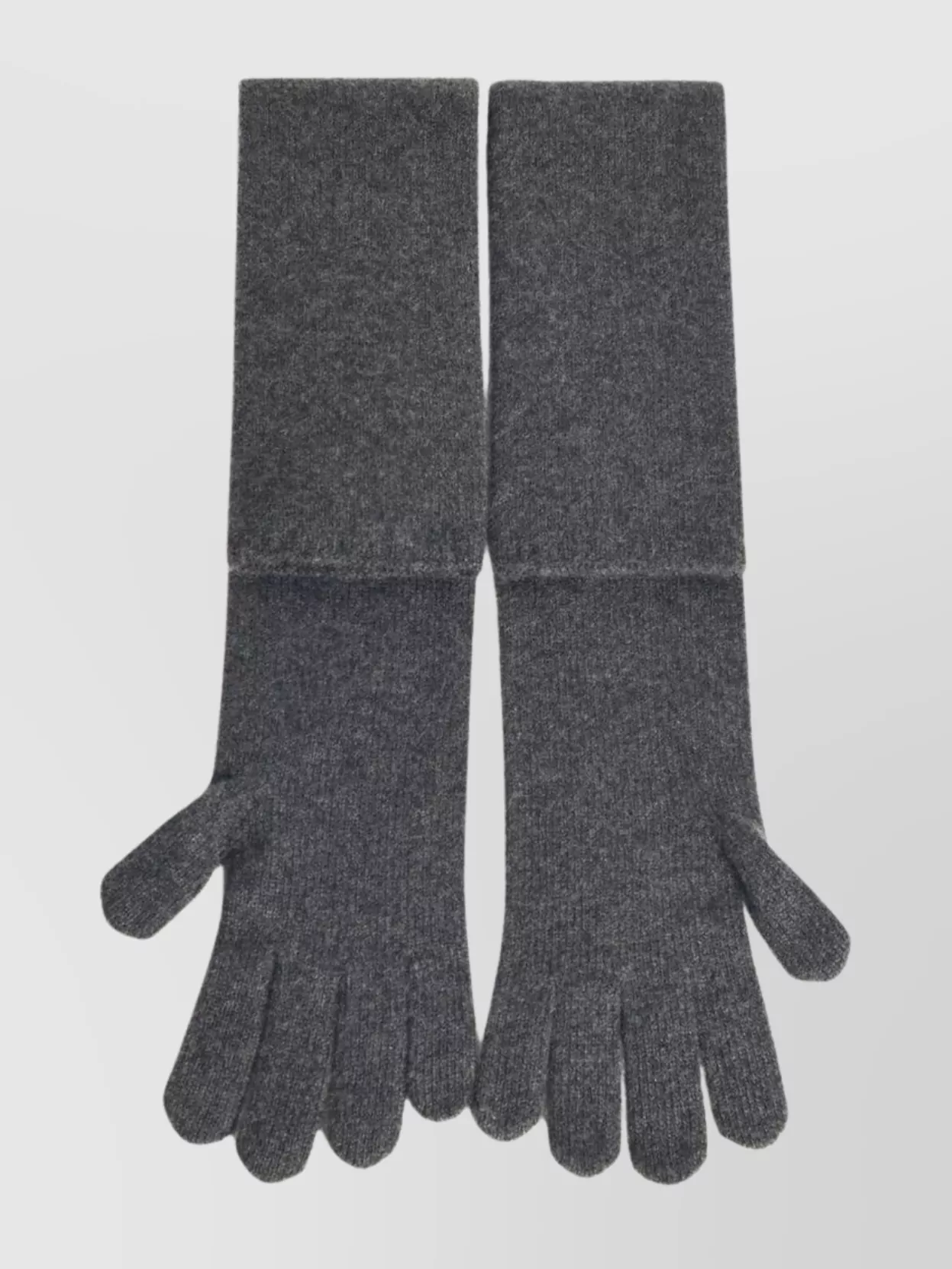 Max Mara 'timor' Long Length Cashmere Gloves With Ribbed Cuffs In Gray