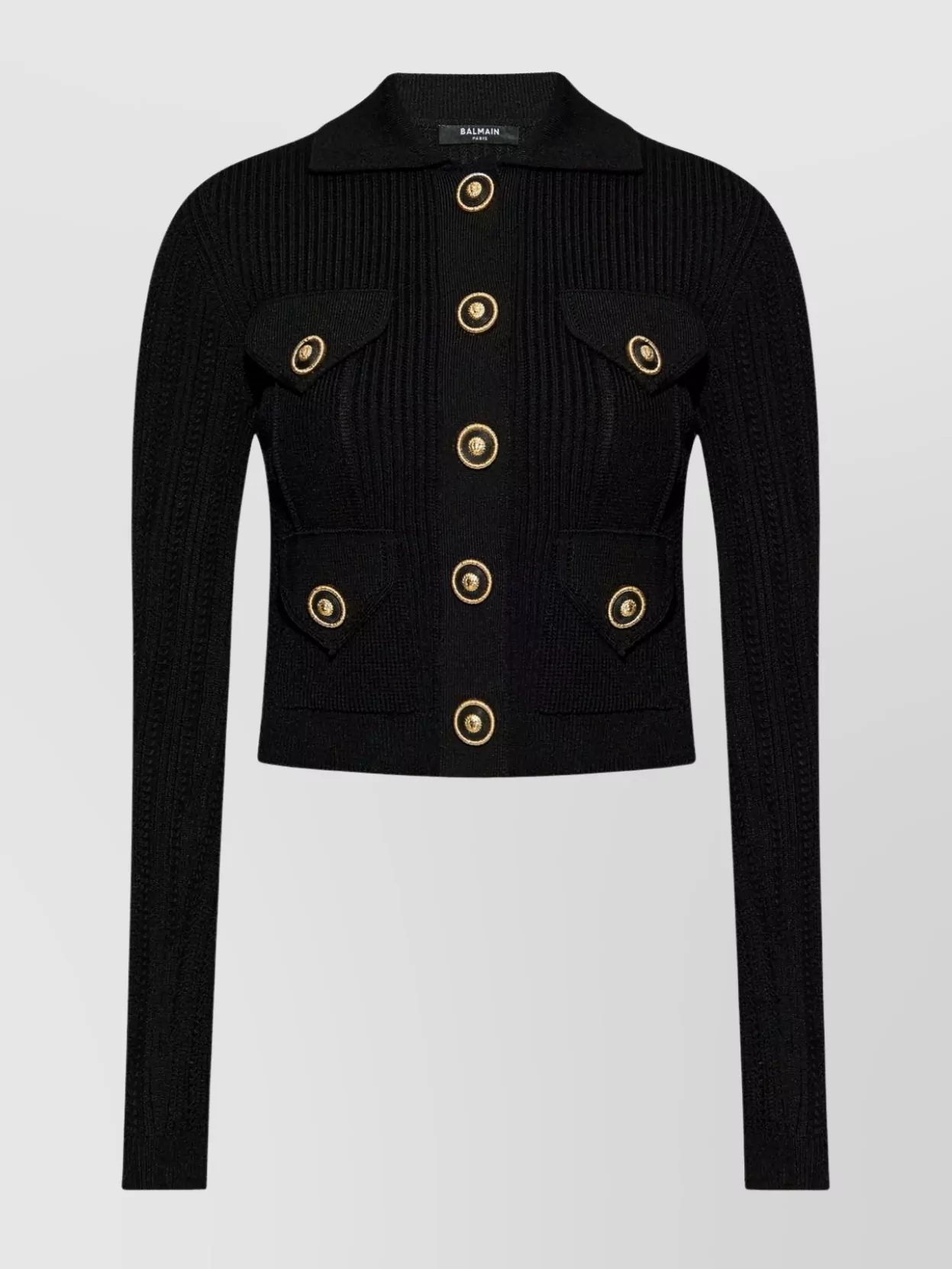 Balmain Openwork-detailed Ribbed-knit Cardigan