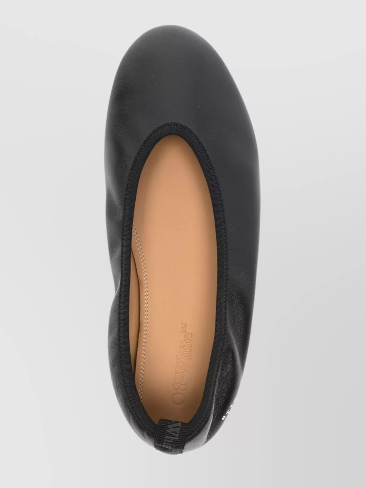 Shop Off-white Round Toe Leather Ballerina Shoes