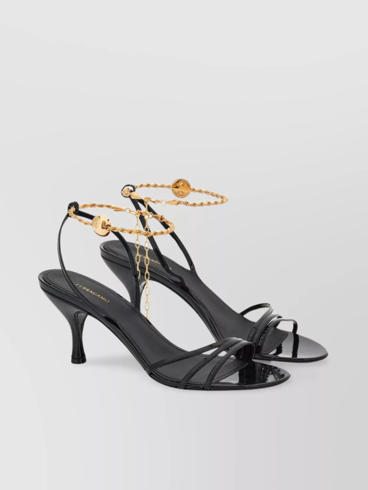 Shop Ferragamo 70mm Mid Heel Sandals In Black