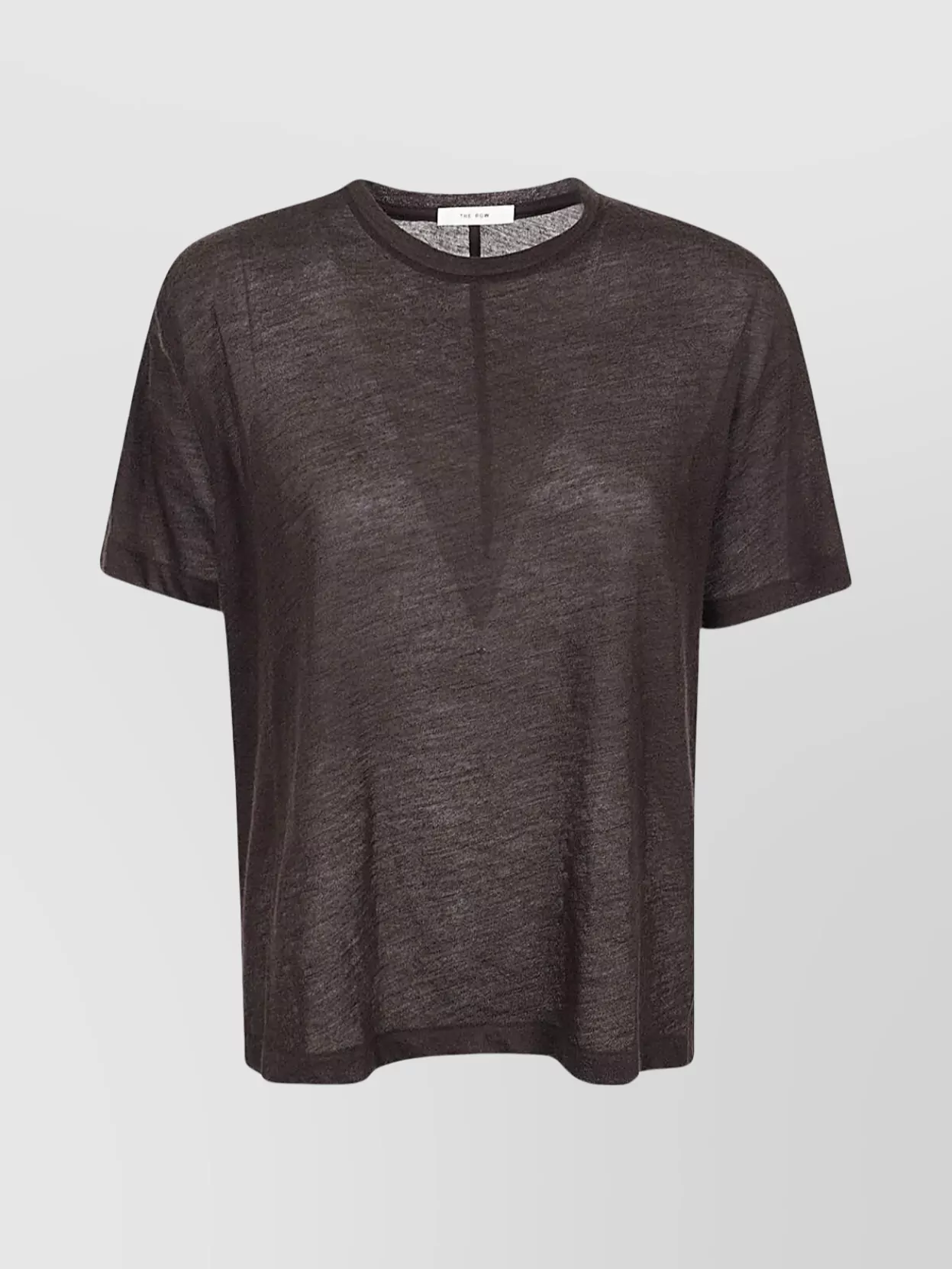 THE ROW CREW NECK CASHMERE TOP WITH CONTRAST STITCHING