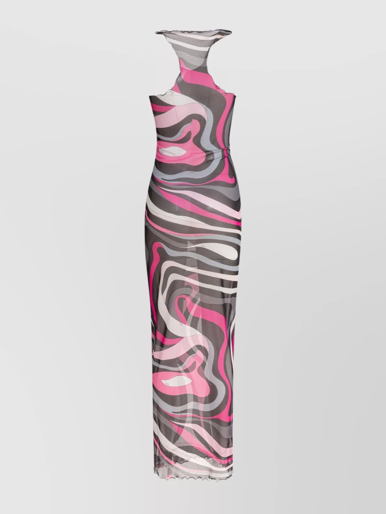 Emilio Pucci Abstract Pattern Sheer Overlay Floor-length Dress