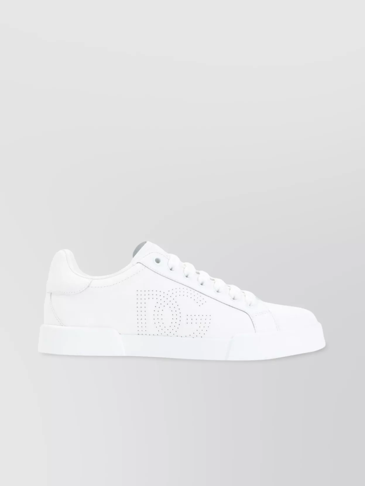 DOLCE & GABBANA LEATHER SNEAKERS WITH PERFORATED LOGO DETAIL