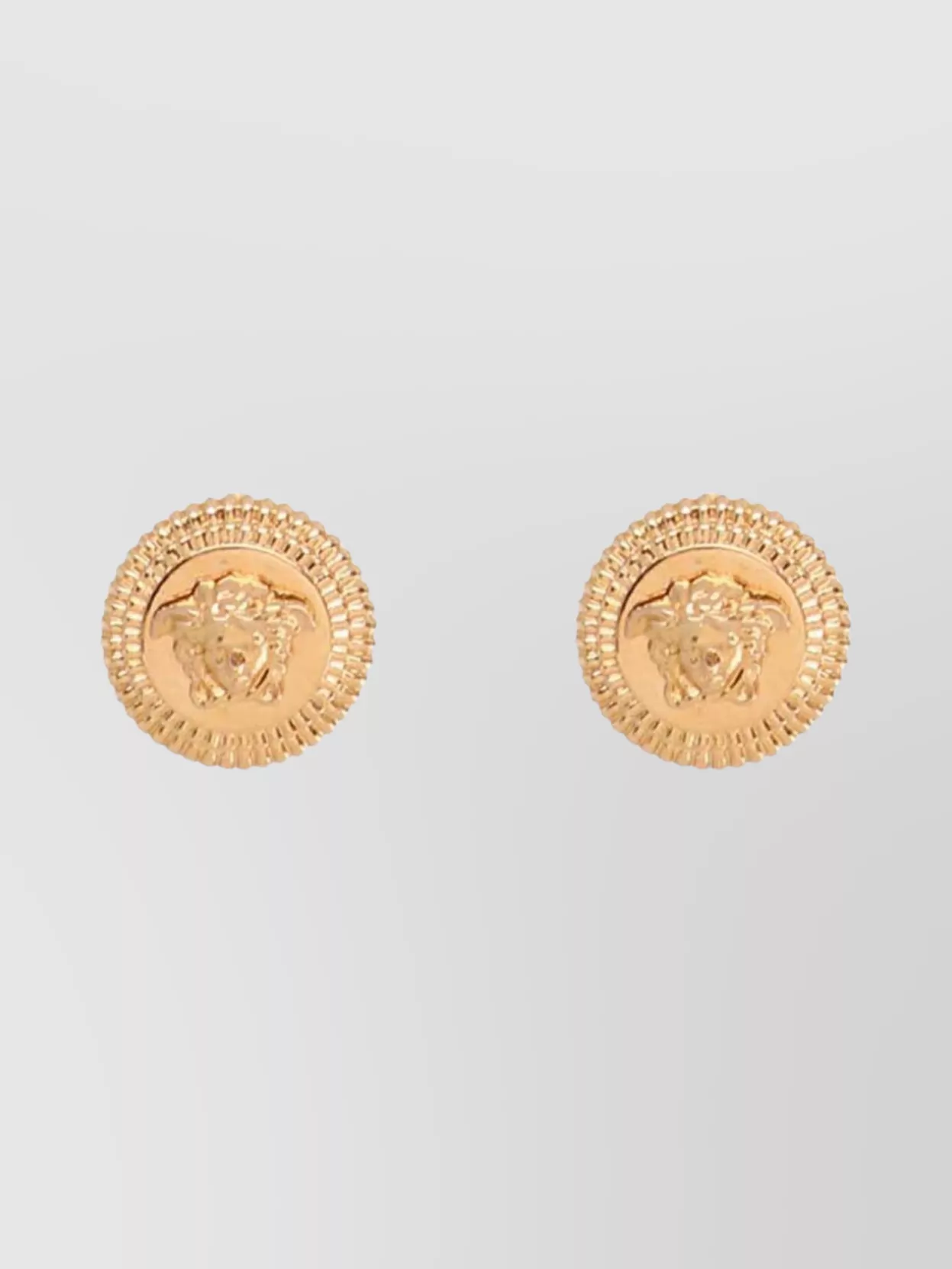 Shop Versace 'medusa' Embossed Round Earrings