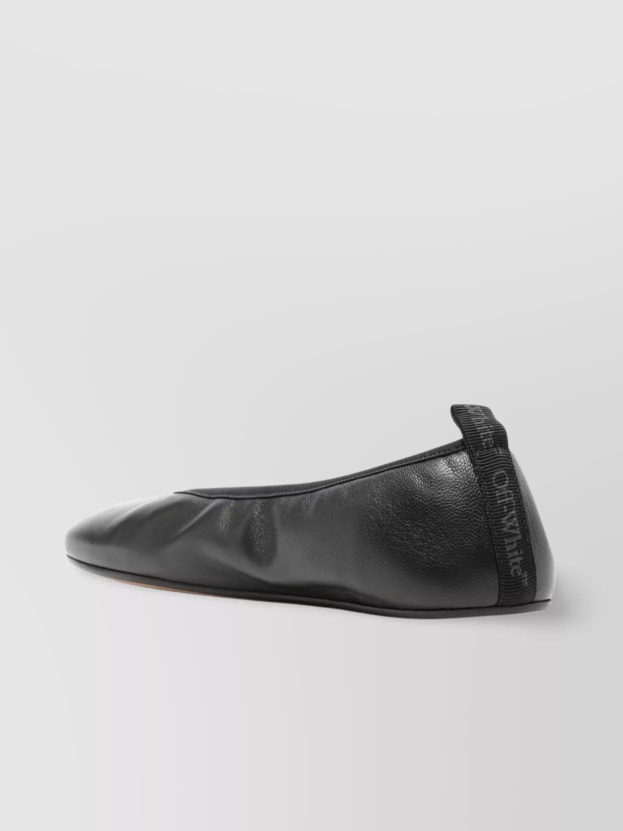 Shop Off-white Round Toe Leather Ballerina Shoes