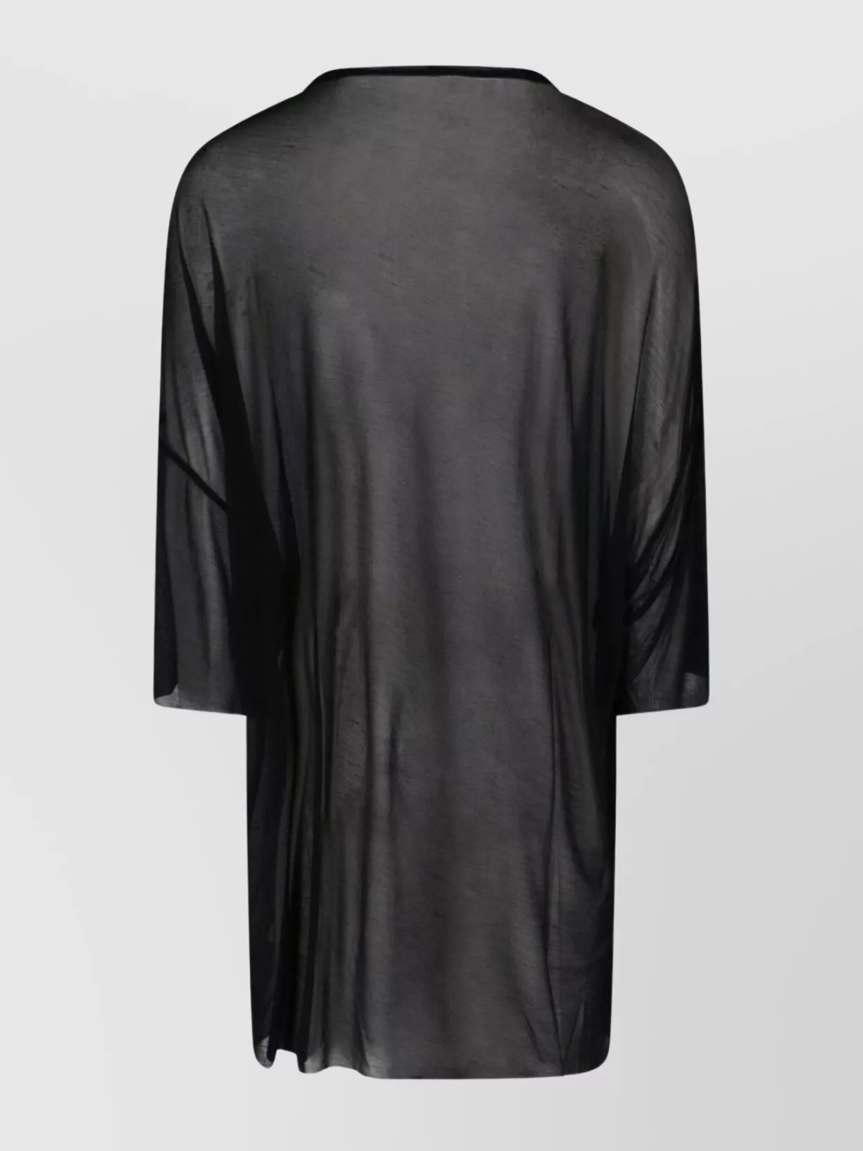 Shop Rick Owens Sheer Fabric Round Neck 3/4 Sleeves