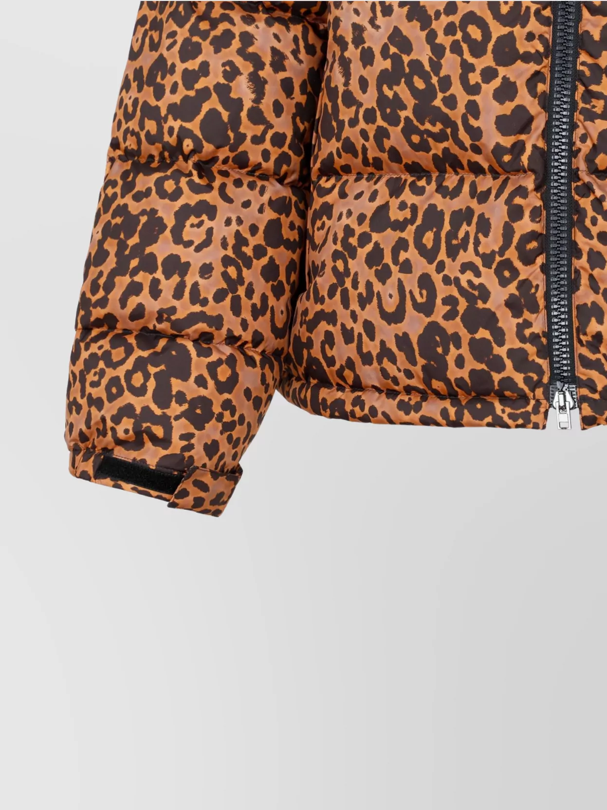 Shop Vetements Leopard Logo Puffer Jacket In Brown