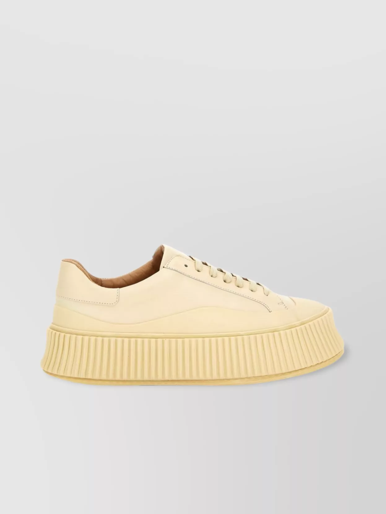 Shop Jil Sander Low-top Round Toe Platform Sneakers In Yellow